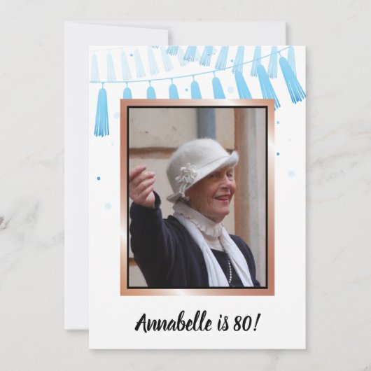 Blue 80 & Amazing 80th Birthday Party Invitation Kaart (Voorkant)