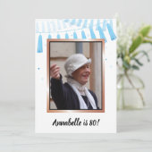 Blue 80 & Amazing 80th Birthday Party Invitation Kaart (Staand voorkant)