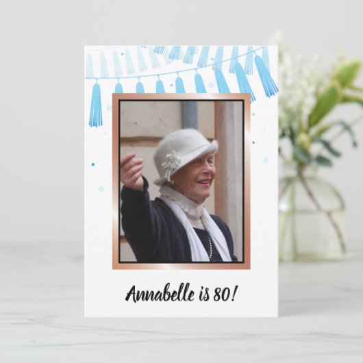 Blue 80 & Amazing 80th Birthday Party Invitation Kaart (Staand voorkant)