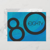 Blue 80 Decade Birthday Briefkaart (Voorkant / Achterkant)