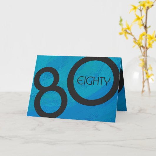 Blue 80 Decade Birthday Kaart (Gele Bloem)