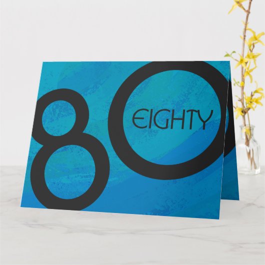 Blue 80 Decade Birthday Kaart (Gele Bloem)
