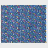 Blue 80s Memphis Pattern Cadeaupapier (Vlak)