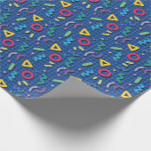 Blue 80s Memphis Pattern Cadeaupapier (Hoek)