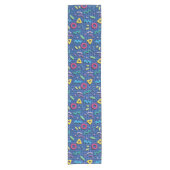 Blue 80s Memphis Pattern Korte Tafelloper (Voorkant)