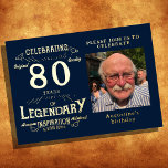 Blue 80th Birthday  Gold Folie Uitnodiging<br><div class="desc">Maak de mijlpaal van je geliefde 80ste verjaardag extra speciaal met deze prachtige blauwe stijl 80th Birthday gold folie. Het heerlijke retro ontwerp kenmerkt een schat foto van uw gast van eer, omringd door een chroomblauwe afwerking. Met een elegant gouden folie lettertype zal deze uitnodiging een blijvende indruk maken op...</div>