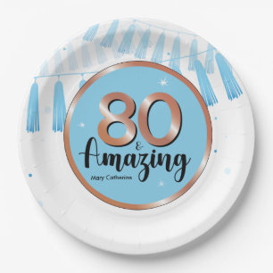 Blue 80th Birthday Party Paper Bord