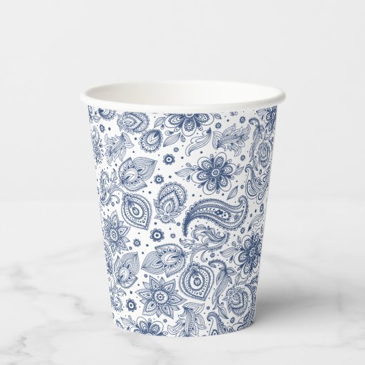 Blue  80th Birthday Party Paper Cup Papieren Bekers (Achterkant)