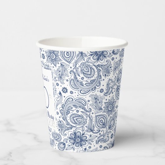 Blue  80th Birthday Party Paper Cup Papieren Bekers (Links)