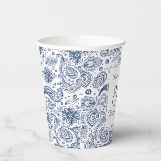 Blue  80th Birthday Party Paper Cup Papieren Bekers (Rechts)