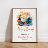 Blue A Baby is Brewing Baby shower Welkom Poster