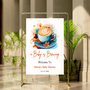 Blue A Baby is Brewing Baby shower Welkom Poster