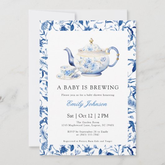 BLUE A Baby is Brouwen Baby shower Uitnodiging (Voorkant)
