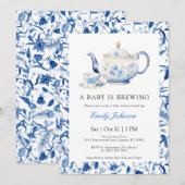 BLUE A Baby is Brouwen Baby shower Uitnodiging (Voorkant / Achterkant)