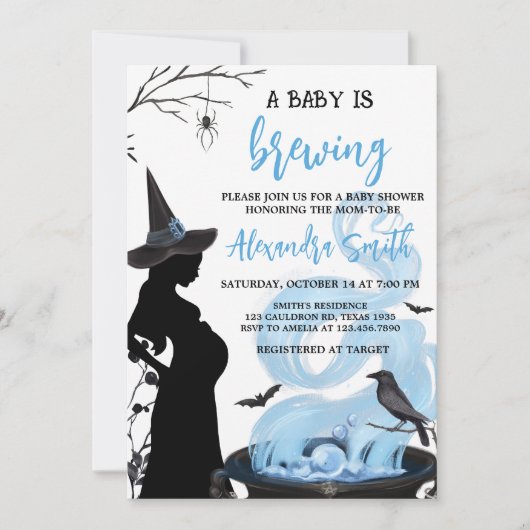 Blue A Baby is het brouwen van Halloween Baby show Kaart (Voorkant)