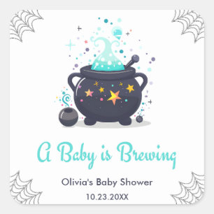 Blue A Baby is het brouwen van Halloween Baby show Vierkante Sticker