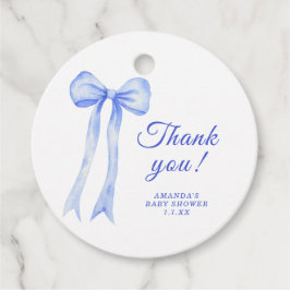 Blue a Bow Baby shower Bedankt Bedankjes Labels