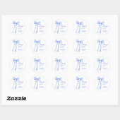 Blue a Bow Baby shower Bedankt Ronde Sticker (Vel)