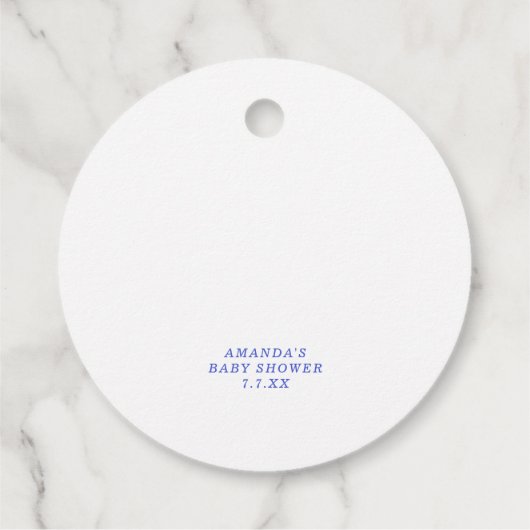 Blue a Bow Baby shower Pop het! Bedankjes Labels (Achterkant)