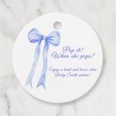 Blue a Bow Baby shower Pop het! Bedankjes Labels (Voorkant)