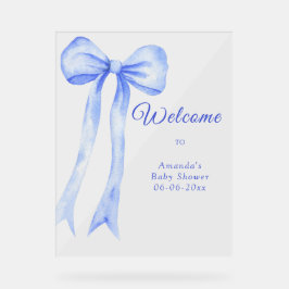 Blue A Bow - Welkom baby shower Party Acryl Bord