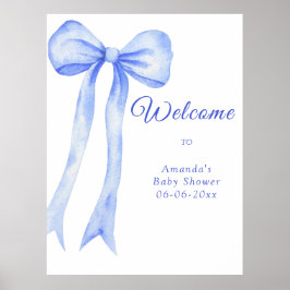 Blue A Bow - Welkom baby shower Party Poster