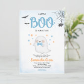 Blue A Little Boo Baby shower Invitation Kaart (Staand voorkant)