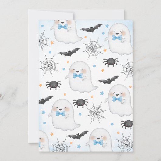 Blue A Little Boo Baby shower Invitation Kaart (Achterkant)