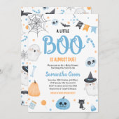 Blue A Little Boo Baby shower Kaart (Voorkant / Achterkant)