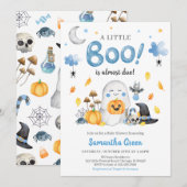 Blue A Little Boo Baby shower Kaart (Voorkant / Achterkant)