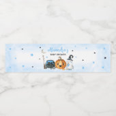 Blue A Little Boo Baby shower Waterfles Etiket (Enkel label)