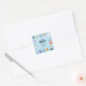 Blue A Little Boo Halloween Baby shower Bedankt Vierkante Sticker (Envelop)
