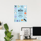 Blue A Little Boo Halloween Baby shower Welkom Poster (Thuiskantoor)