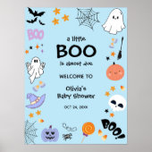 Blue A Little Boo Halloween Baby shower Welkom Poster (Voorkant)