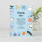 Blue A Little Boo Schattige Ghost Halloween Baby s Bedankkaart (Staand voorkant)