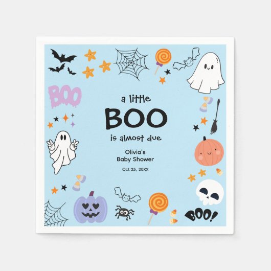 Blue A Little Boo Schattige Ghost Halloween Baby s Servet (Voorkant)