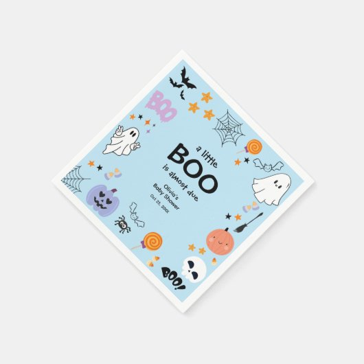 Blue A Little Boo Schattige Ghost Halloween Baby s Servet (Hoek)