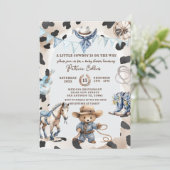 Blue A Little Cowboy Country Western Baby shower Kaart (Staand voorkant)