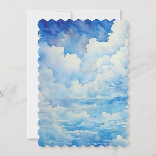 Blue A Little Piece of Heaven Send Baby shower Inv Kaart (Achterkant)