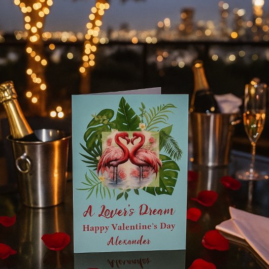 Blue A Lover's Dream Flamingo Valentijnsdag Kaart