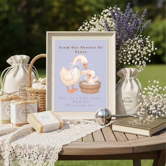 Blue A Silly Goose From Our Shower To Yours Sign Kaart