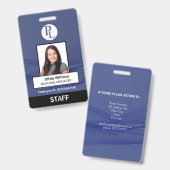 BLUE Aangepast verticaal professioneel personeel f Badge (Voor- en achterkant)