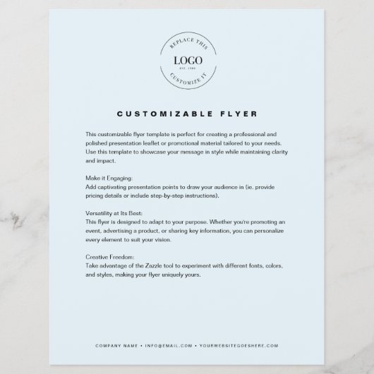 BLUE Aanpasbare logo tekst contactgegevens bedrijf Flyer (Voorkant)