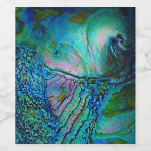 Blue Abalone Motif Wijn Etiket (Enkel label)