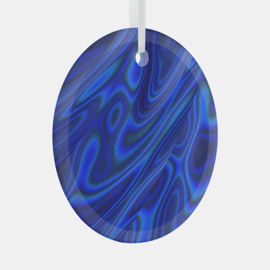 Blue Abalone Shell Fractal Abstracte Suncatcher Glas Ornament (Voorkant Rechts)