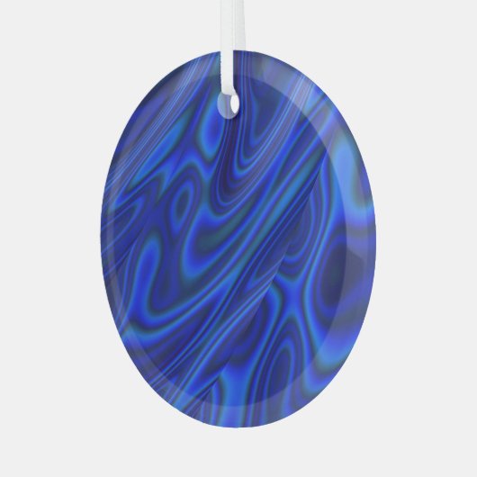 Blue Abalone Shell Fractal Abstracte Suncatcher Glas Ornament (Voorkant links)