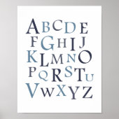 Blue ABC Nursery Typography Print (Voorkant)