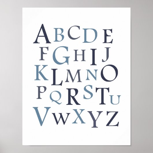 Blue ABC Nursery Typography Print (Voorkant)
