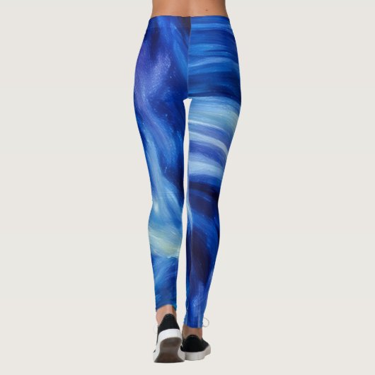 Blue Abstract Art Water Flow Leggings (Achterkant)