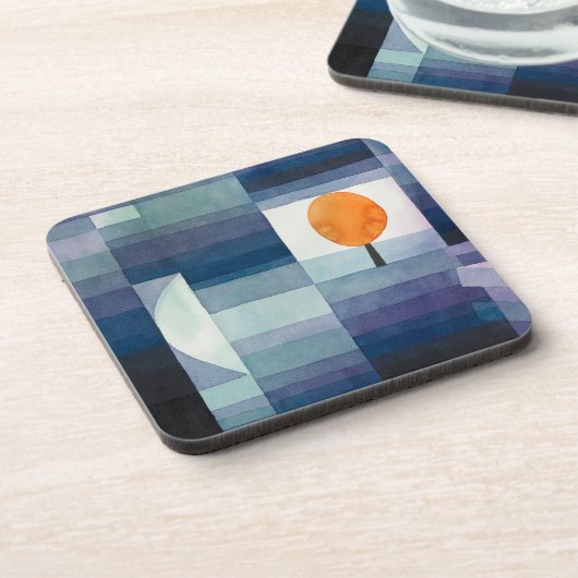 Blue Abstract Autumn Paul Klee Waterverf Bier Onderzetter (Linkerzijde)